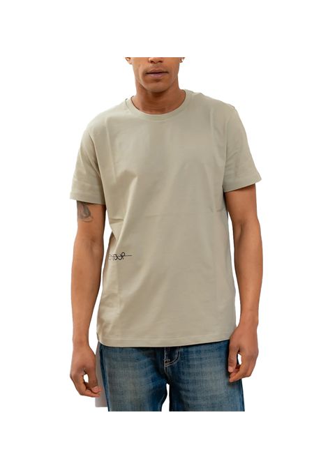 T-shirt Dondup uomo US198JF0309U IU2 Verde girocollo stampa laterale cotone DONDUP | US198JF0309U IU2654